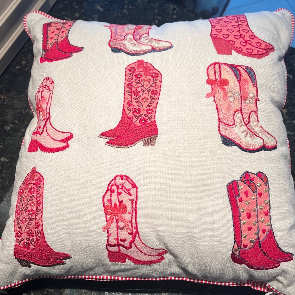 NWT Pink Western Cowgirl Boots Isaac Mizrahi Pink Decorative Pillow